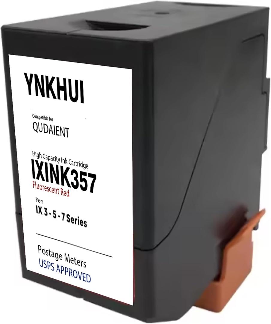 INKFEI Compatible IXINK357 Quadient Neopost Ink Cartridge, IXINK357 Fluorescent Red Printer Ink Cartridge for IX3 IX5 & IX7 Mailing System & Postage Meter (1 Pack, Standard Capacity)