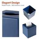 Y-in Hand Tissue Box Cover, Square Facial Tissue Holder Storage for Bathroom Vanity, Countertops, Dressers, Night Stand, Parlors and Offices - Navy Blue