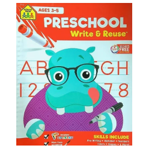 School Zone Preschool Write & Reuse Spiral Workbook: 52 Wipe-Clean Pages, Pre-K, Write-On Learning, Write and Wipe, Writing, Early Math, Numbers, ... Ages 3-5 (School Zone Write & Reuse Workbook)