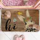 Artoid Mode Rabbit Bunny Flowers Hi Easter Doormat, Home Decor Low-Profile Switch Rug Door Mat Floor Mat for Indoor Outdoor 17x29 Inch