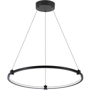 Modern Led Pendant Light Fixture Modern Led Chandelier Dimmable 23.6" Black 1 Circular Ring Hanging Pendant Lighting Fixture for Living Room Dining Room Kitchen Office Foyer 3000K 4000K 6000K