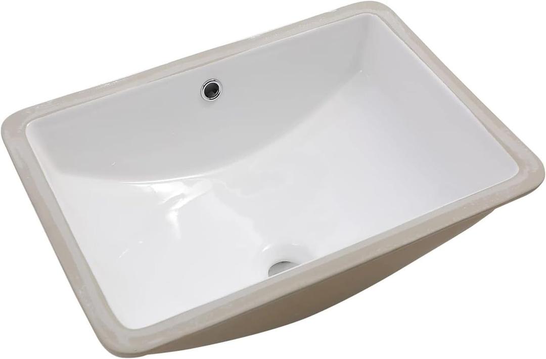 Lordear Undermount Bathroom Sink 18x14 Inch White Rectangle Porcelain Ceramic Vessel Sinks Deep Basin with Overflow Lavatory Vanity Sink Mounted Under the Counter