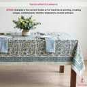 ATOSII Clover Blue 100% Cotton Rectangle Fall Tablecloth, Handblock Floral Linen Table Cloth for Kitchen Dining Table I Parties Christmas Thanksgiving I Fall Home Decor 60 X 90 Inches I 6 Seater