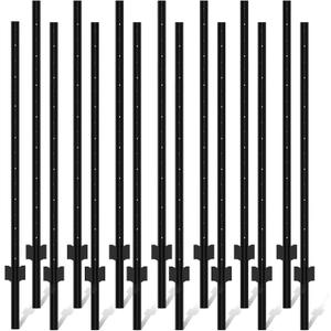 Metal Fence Post 5feet, Heavy Duty Garden Fence Post for Holding Wire Fence, Sign U Post Pack of 15 Sturdy Outdoor No Dig Fence Post for Garden Yard  Black