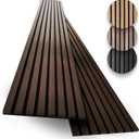 2-Pack Acoustic Wood Slat Panels - Soundproof Wall Paneling for Interior Decor (2pcs - 94.5x12.6 inches, Dark Walnut)