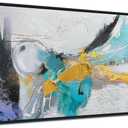 Arjun Abstract Framed Wall Art for Living Room Black and White Canvas Painting Bedroom Textured Hand Painted Modern Picture, Large for Home Office Mens Room Wall Decor 48"x24"