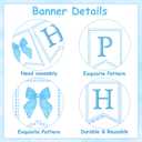 Blue Bow Happy Birthday Banner and Hanging Swirls Coquette Bow Party Decorations for Girls Women Bow Theme Birthday Party Supplies