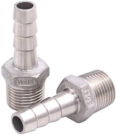 DERNORD Stainless Steel 1/2" Hose Barb x 1/2" NPT Male - Home Brew Pipe Fitting Pack of 2