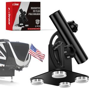 Magnetic Flag Pole Holder for 5th Wheel RV Hitch - Heavy Duty Hitch Flag Pole Holder, No Drill RV Flag Pole Mount, 90 Adjustable, Fits Campers, Trailers, Trucks
