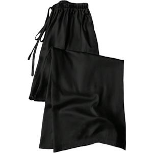 MakeMeChic Women's Satin Wide Leg Pants Silk Drawstring Elastic Waist Long Trousers, Medium