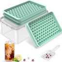 Mini Ice Cube Trays for Freezer, Small Round Ice Cube Molds 104x3 PCS Tiny Pebble balls, Crushed Ice Trays with Lid & Bin, Easy Release Nugget Ice Ball Maker for Chilling Drink, Coffee, and Juice
