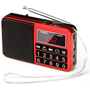 PRUNUS 429 Small Radio, Pocket Radio, AM FM Radios USB Charging, Large Button, Neodymium Speaker, Auto Save, USB Flash Drive, SD Card AUX Input MP3, Shortwave Radios for Elderly and Senior
