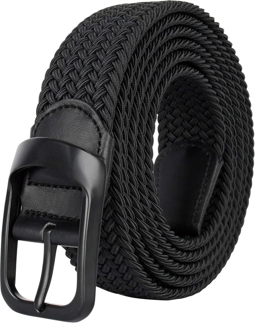 Plus Size 43'' to 75'' Mens Elastic Stretch Belts Big and Tall Belt (Black)