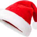 Christmas Santa Hat Adults, Soft Velvet Comfortable and Thickened Holiday Hat for Xmas and New Year Holiday Party Supplies