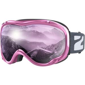 ZIONOR Lagopus B1 Ski Goggles OTG Anti fog Snow Goggles UV Protection Snowboard Goggles for Men Women Adult Youth (One Size, C5-vlt 11% Pink Frame Revo Purple Lens)