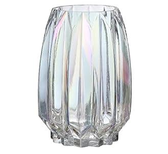 Lucky Bird Colored Glass Vase Modern Ribbed Glass Vase for Flowers, Candles, and Decorative Accents - Tall/ Short Glass Vase for Centerpieces Home Table Decor(Colored H7.87inch)