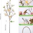 HyeFlora 3PCS Artificial Magnolia Flowers Stems for Spring Decoration, Faux Champagne Magnolia Branches with Buds, 34.5" Long Stems Floral Arrangement for Vase Pot Table Centerpiece Indoor Decor