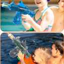 Electric Water Gun with Light Up, Modular Battery Easy Assembly for Kids, Water Toy for Summer Outdoor Swimming Pool (Blue)