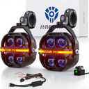 Future Eyes Motorcycle Driving Lights  180W LED Fog Lights with Amber & White Beams, Waterproof Auxiliary Spotlights with DRL, Strobe, Signal, for Night Riding Off-Road UTV ATV