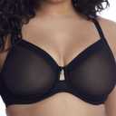 Curvy Couture Women's Sheer Mesh Full-Coverage Unlined Underwire Bra (38G, Black Hue)