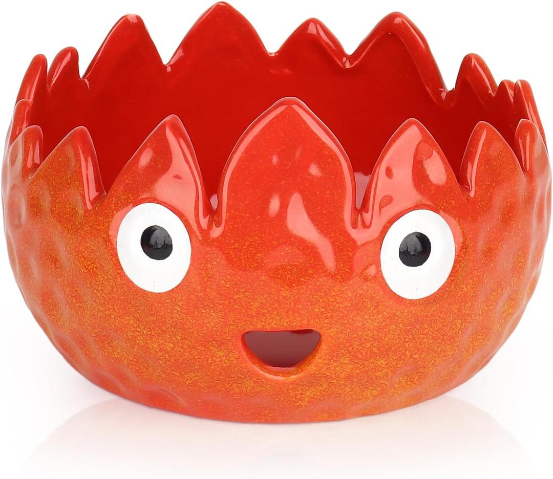 Katech Flame Yarn Bowl for Crocheting-Crochet Bowls Knitting Bowls-Cute Handmade Ceramic Flame Yarn Bowls-Ideal Crochet Gifts for Crocheters Knitter (Red)