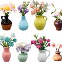 8 PCS Mini Ceramic Vase Magnets for Fridge, Cute Mini Vase Magnets for Fridge, Tiny 3D Plant V ase for Decoration Kitchen Locker Kitchen Office (8PCS-A)