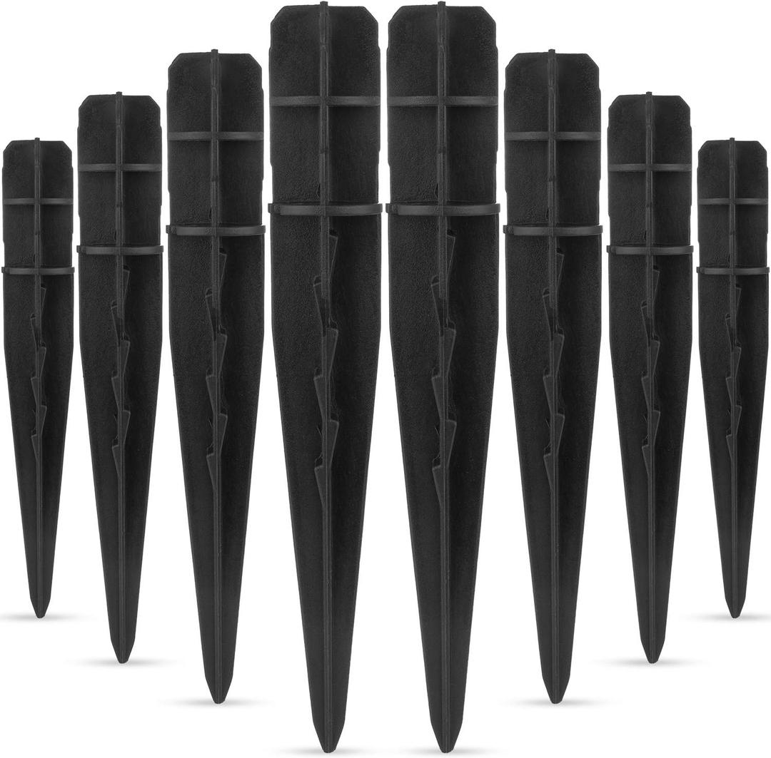 Beau Jardin 8 Pcs Plastic Ground Replacement Spikes Stakes for 0.82-0.86 inch Diameter Connecting Pole of Solar Pathway Lights Torch Lights Garden Lights for Yard Patio Walkway Landscape 5 inch Tall