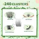 DIY Individual Lashes Clusters Kit,240pcs Lash Clusters Eyelash Extension Kit with Cluster Lash Glue and Lash Tweezer D Curl Lash Extension Kit False Eyelash Cluster Kit At Home(0.07D, 10-15mm)