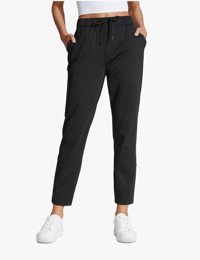 CRZ YOGA Womens 4-Way Stretch Ankle Golf Pants 7/8 Casual Dress Work Athletic Travel Workout Sweatpants with Pockets, Small