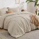 Bedsure 3Pcs Classic Waffle Weave Comforter Set, Queen Size / Linen