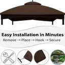 10x12 Gazebo Replacement Canopy Top Only with Hook – Double Tier Patio Gazebo Cover Replacement Roof, UV Resistant Outdoor Canopy for Gazebo Frame, Gray