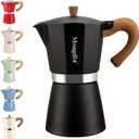Mongdio Stovetop Espresso Maker Moka Pot, Cuban Coffee Maker Stove top coffee maker Moka Italian Espresso Greca Coffee Maker Brewer Percolator, 6 Espresso Cups, 10 oz - Black