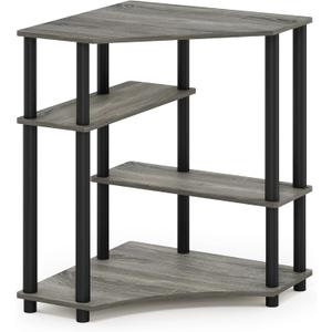 FURINNO Turn-N-Tube Space Saving Corner Desk, French Oak Grey/Black (French Oak/Black)