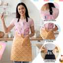 Ice Cream Parlor Apron, Cute Cones Colored Sprinkles Apron for Women with Adjustable Neck, Pockets Home Kitchen