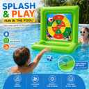 Pool Toys for Kids & Adults, 2-in-1 Dart Board and Tic Tac Toe Pool Game with 24 Sticky Balls, Family Summer Water Games for Backyard, Pool Party and Swimming Pool, Green