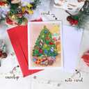 7 x KingKraft Christmas Card, Christmas Tree Quilling Card for Christmas, Christmas Card with Envelop, Vintage Christmas Card, Handcrafted Greeting Card for Holiday Christmas and New Year, 5.1x7.1in
