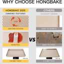 HONGBAKE Baking Sheet Pan Set of 3, Cookie Sheets for Oven, Nonstick Half/Quarter/Jelly Roll Pans with Diamond Texture Pattern, 0.8mm Thick Heavy Duty Cookie Tray, Champagne Gold