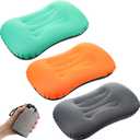 Yulejo 3 Pcs Inflatable Camping Travel Pillow Ultralight Portable Backpacking Pillow for Neck Lumbar Support Camp Hiking Sleeping, 3 Colors (Dark Gray, Green, Orange)