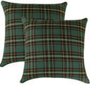 Pack of 2 Christmas Plaid Pillow Covers Decorative Sofa Cushion Tartan Throw Pillow Covers for Farmhouse Home Holiday Christmas Decorations Indoor Green, 18 x 18 Inches