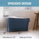 CleverMade Collapsible Laundry Basket LUXE 2 Pack 60 L (16 Gal) Foldable Cotton Blend Clothes Hamper with Vegan Leather Accents, Reinforced Handles, Space Saving Laundry Bin Holds 55 lbs - Navy
