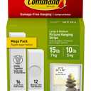 Command 15 lb & 10 lb Large and Medium 28 Pairs Picture Hanging Strips (56 Strips), Damage-Free Hangers for Picture Frames, No Tools Required, Great for Home Room Wall Decor, White Adhesive