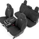 Rough Country Neoprene Seat Covers for Chevy Silverado & GMC Sierra 1500 (2019-2025) Crew Cab w/Rear Cup Holder - Waterproof & UV Resistant, Foam Padded, Full Seat Cover Set
