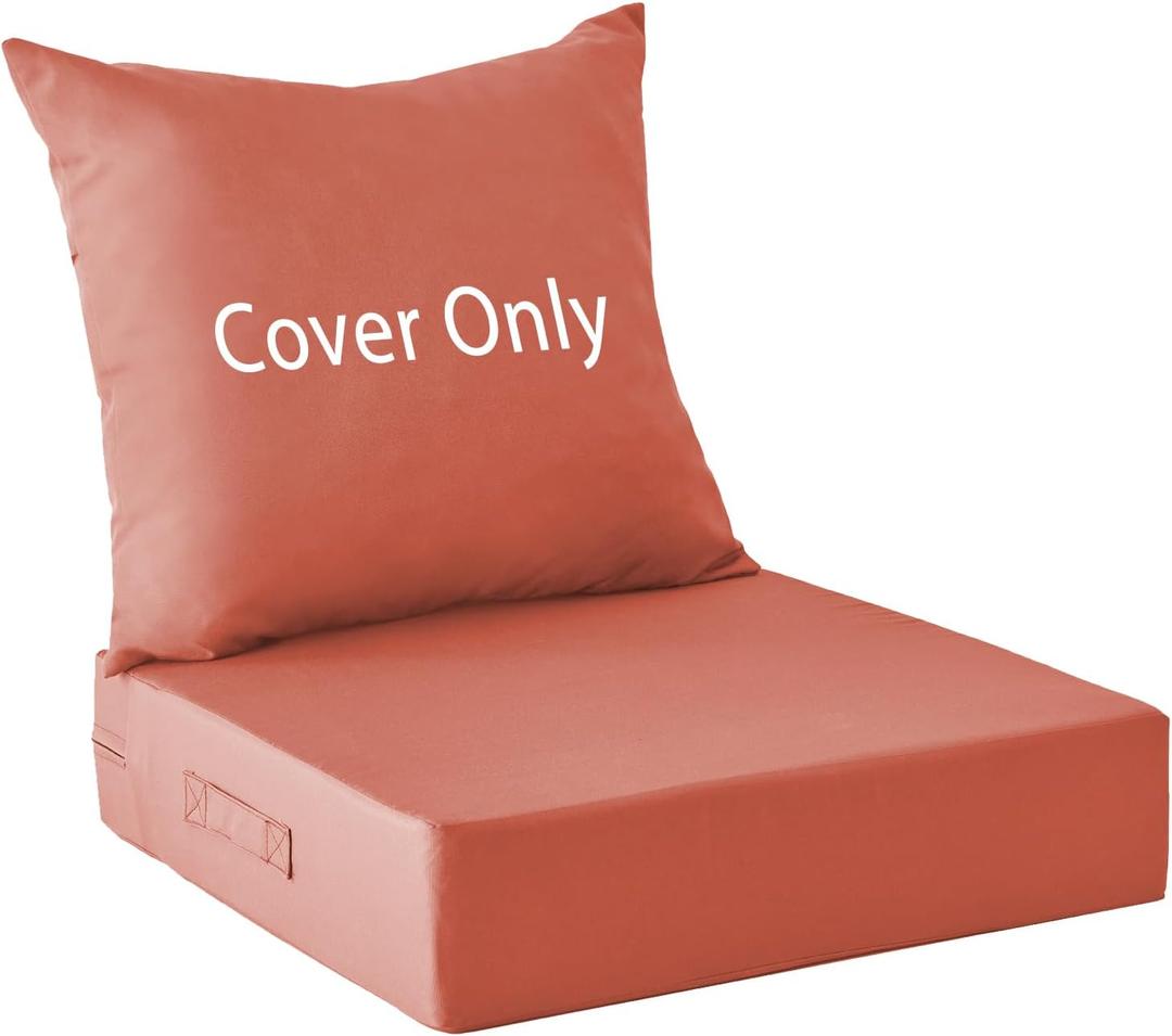 IPYNBAP 24x24x5.75 Inch Patio Cushion Covers for Deep Seat and Back, Water-Resistant & Fade-Resistant Outdoor Chair Cushion Cover Set, Replacement Cushions Covers with Handle and Ties, Spice