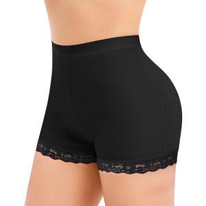 AOSBOEI Boyshort Underwear for Women Butt lifting Shapewear Tummy Control Panties Lace Under Slip Shorts for Dress XL Black