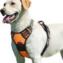 Eagloo Dog Harness for Large Dogs, No Pull Service Vest with Reflective Strips and Control Handle, Adjustable and Comfortable for Walking, No Choke Pet Harness with 2 Metal Rings, Orange, Large