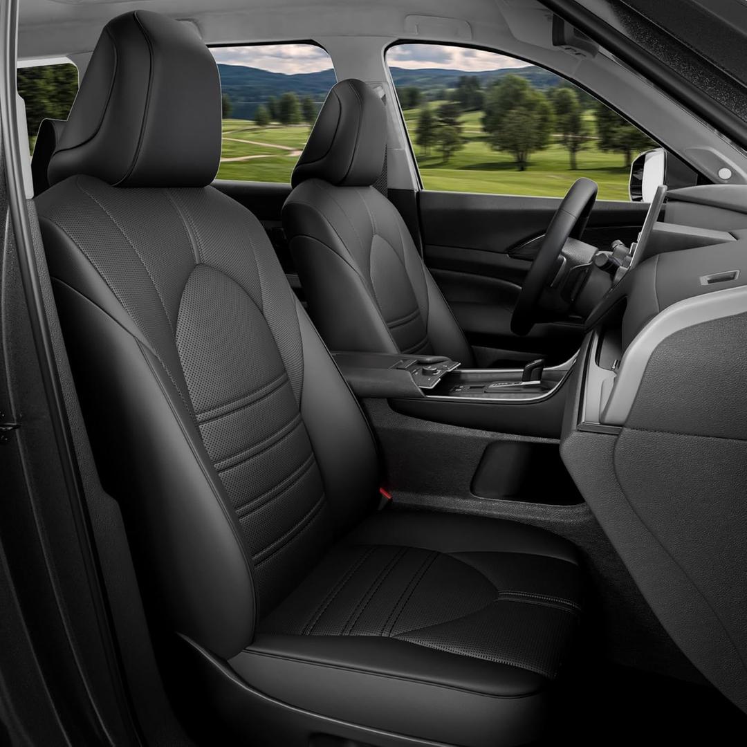 Car Seat Covers Customized for Toyota Grand Highlander 2024 2025 2026 8 Seater, Full Set Faux Leather Replacement Accessories - Second Row 40/60 Split Bench - Black