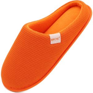 ONCAI Women's House Slippers, Cushion Memory Foam Waffle Upper Home Comfortable Warm Winter Cozy Soft Lightweight Indoor Best House Shoes Non-slip Rubber Sole US Size 8