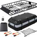Heavy Duty Universal Rooftop Cargo Carrier Roof Rack, 64"x36"x5" Roof Rack Basket with 20 Cu.Ft Waterproof Bag, for SUV, Truck and Van, 250lbs Capacity, Corrosion Resistant, Steel Construction