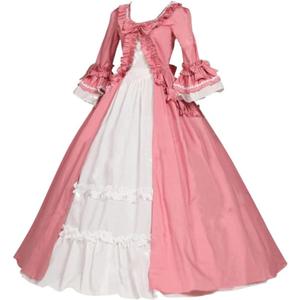 1791's lady Women's Victorian Rococo Dress Inspiration Maiden Costume (Red White, XS)