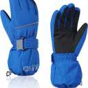 American Trends Kids Waterproof Winter Gloves Warm Snow Gloves Boys Girls Ski Gloves Toddler Mittens Windproof, Blue, S (3-6 years old)